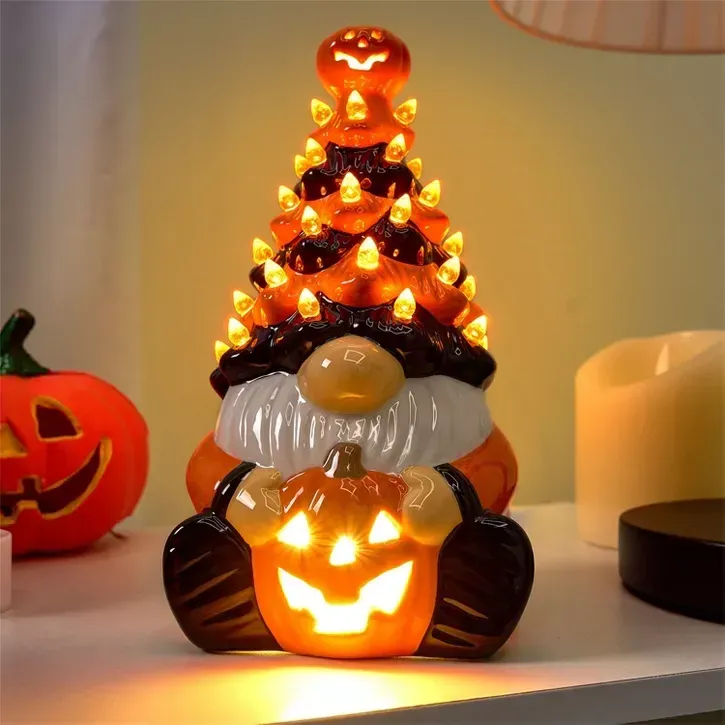 Gnomo-árbol de halloween con luces LED